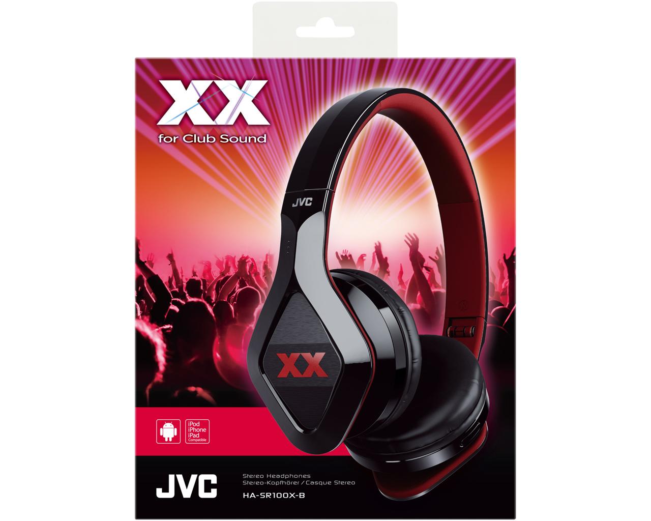 JVC Wired On-ear Extreme Headphone HA-SR100Headphones"Dual Magnet" creates optimal magnetic force, reproducing responsive bass, tight mid-range and crisp highs"X-Damper" minimizes unwanted vibration and generates clear soundIntegrated 1-button remote & mi